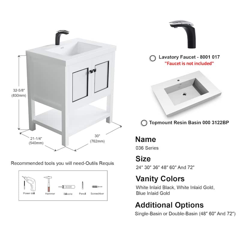 Davis 30" Single Bathroom Vanity Set