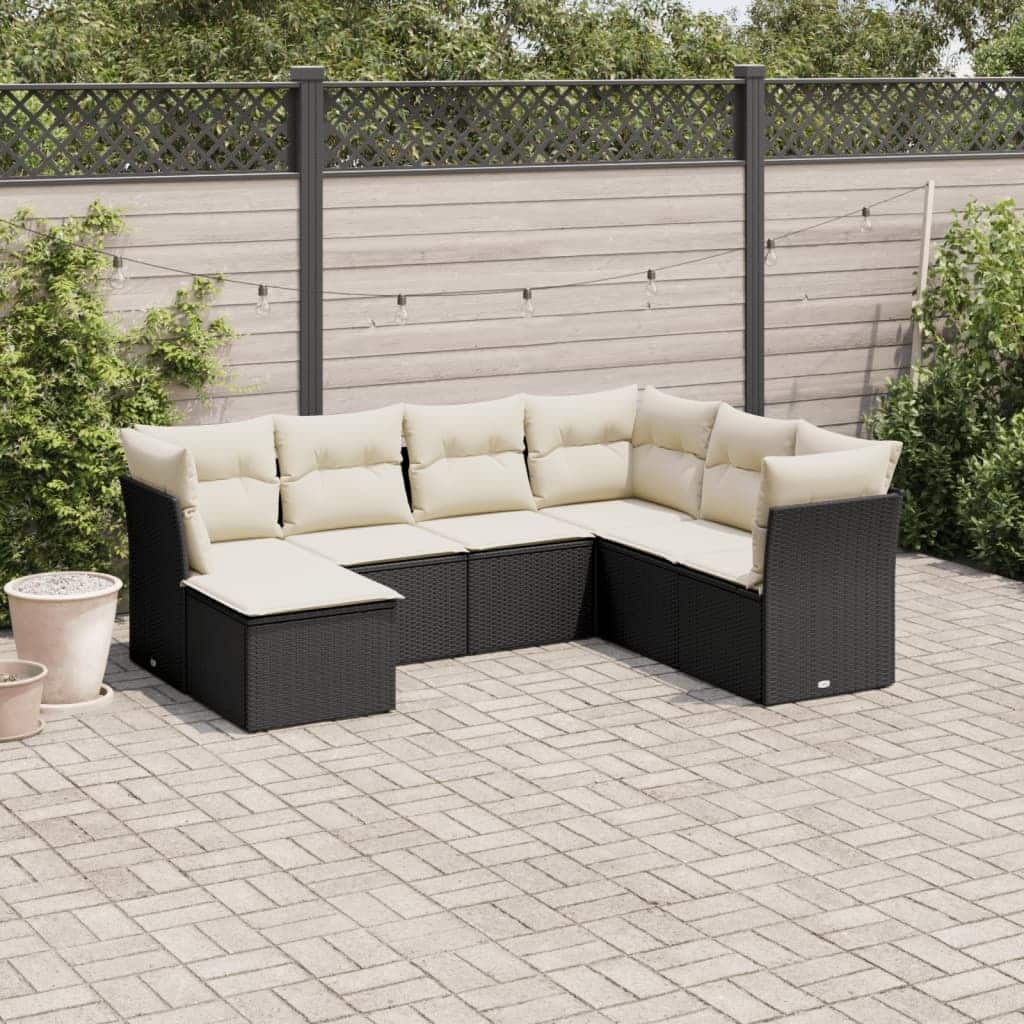 vidaXL Garden Sofa Set Black, Cream White - 21.7 x 21.7 x 14.6