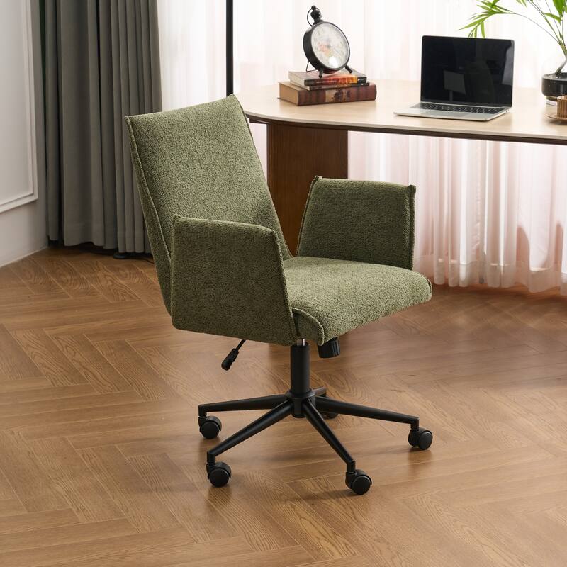 Upholstered Fabric Swivel Task Chair, Office Chair with Wheels