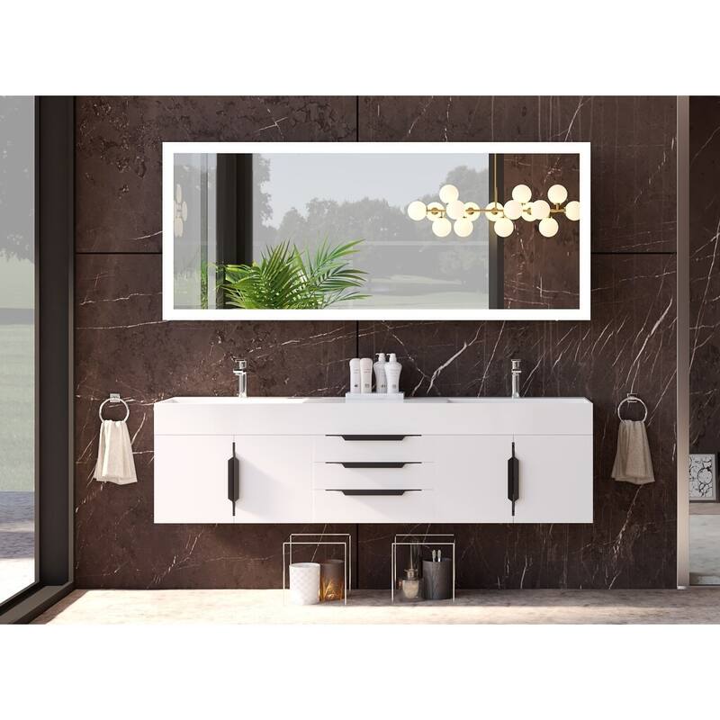 Amazon 72" Wall Mounted Bathroom Vanity Set w/ White Top