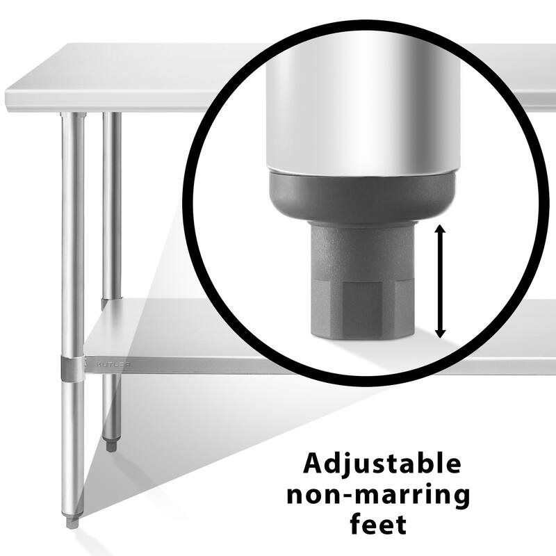 24 x 60in NSF Commercial Stainless Steel Prep and Work Table w Wheels - 24" x 60"