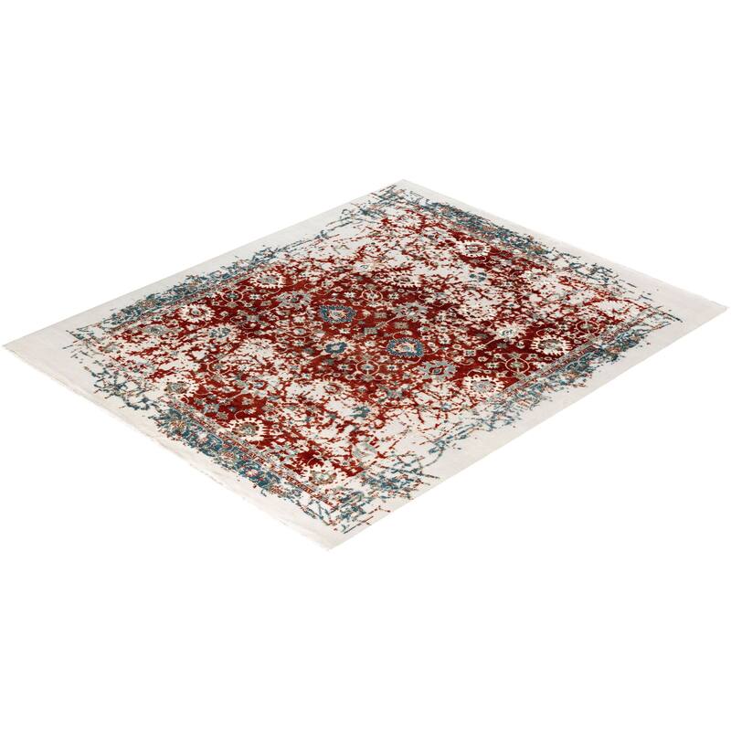 Ikat One-of-a-Kind Hand-Knotted Area Rug, Red - 8' 3" x 10' 2"