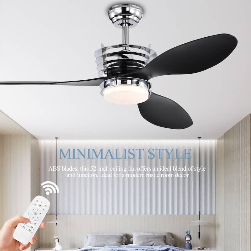 Modern Minimalist Ceiling Fan Light with 3 Blades and DC Motor, Speed Adjustment Function for Bedroom and Living Room