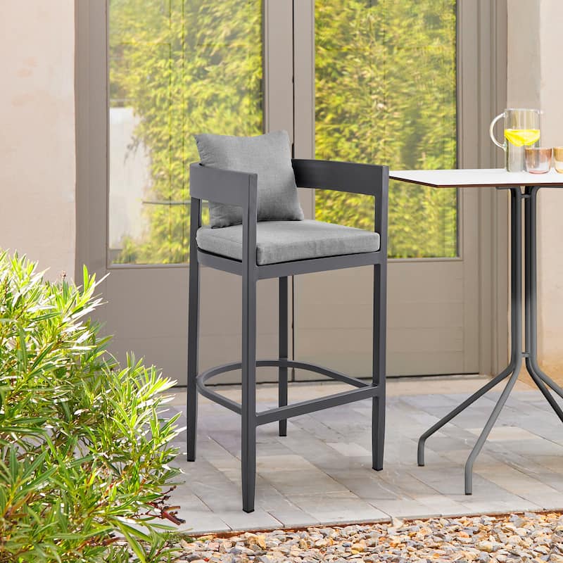 Argiope Modern Aluminum Outdoor Bar Stool - Dark Grey