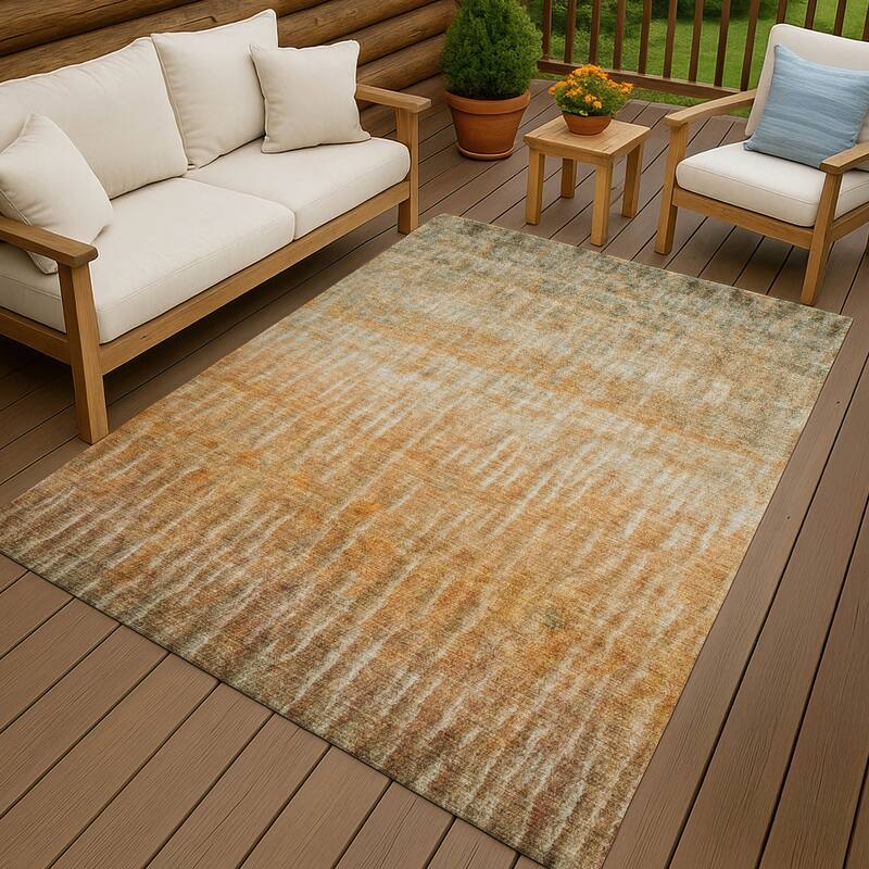 Machine Washable Indoor/ Outdoor Contemporary Ombre Chantille Rug