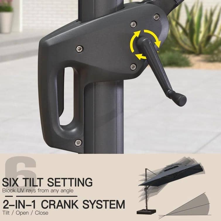 PURPLE LEAF 10ft Double Top Stylish Cantilever Patio Umbrella with Base