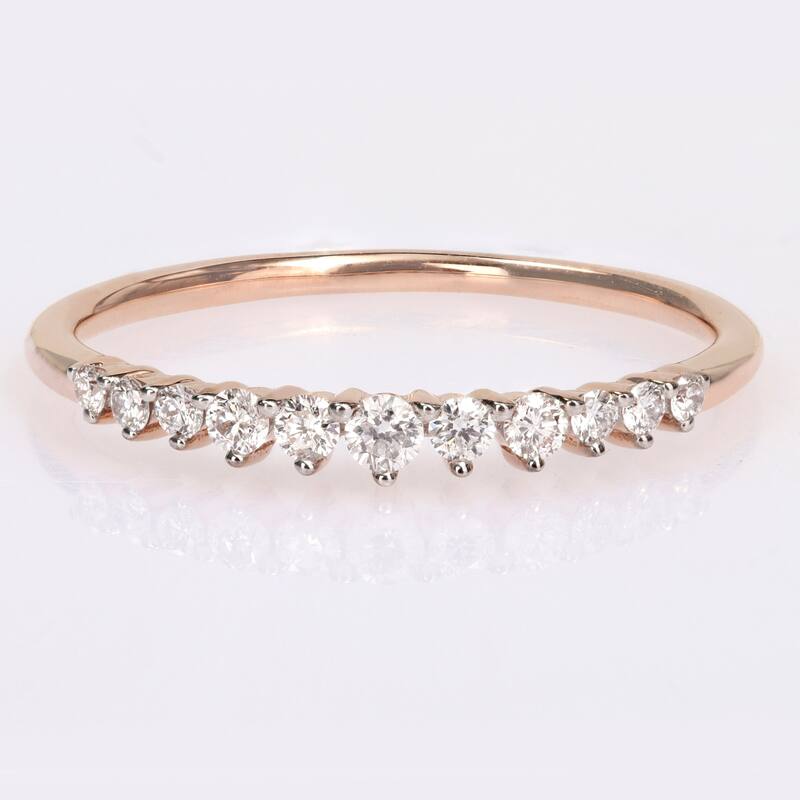 Miadora 14k Rose Gold 1/5ct TDW Diamond Stackable Semi-Eternity Wedding Band Ring
