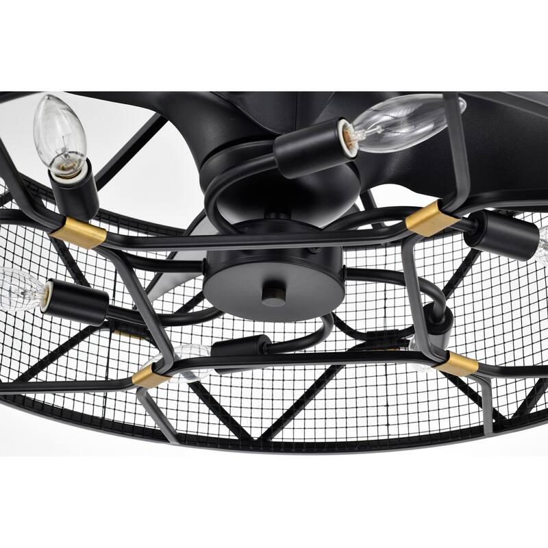 Matte Black 24-inch 6 Lights 3 Blades Lighted Ceiling Fan with Remote