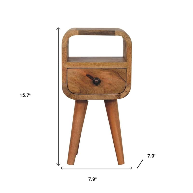 HomeRoots 16" Oak Solid Wood Square One Drawer Nightstand