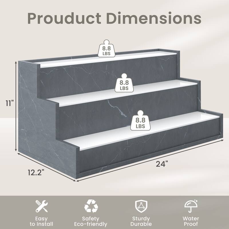 EROMMY LED Lighted Wine & Liquor Display Shelf with Remote, 3-Tier Tabletop Bar Rack, USB Powered