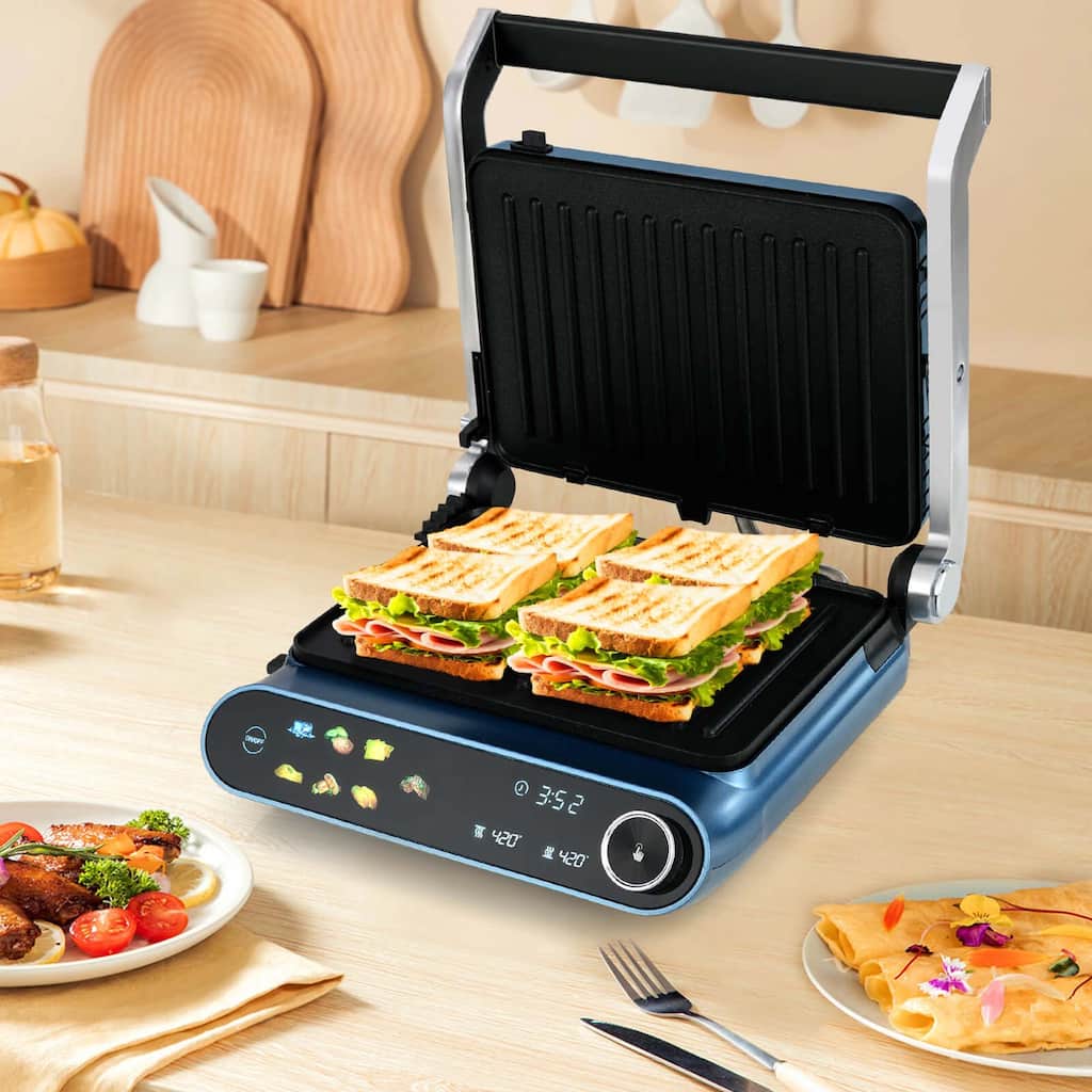 1200W Sandwich Maker Panini Press w/ LED Touch Panel 7 Grilling Modes