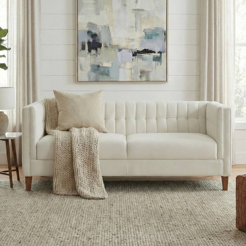 Christopher Knight Home - American Design 76" Upholstered 3-Seater Sofa with Channel Tufted Back