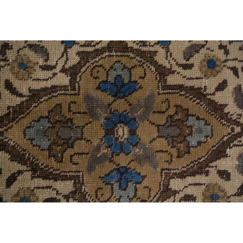 Traditional Beige Tabriz Persian Rug Handmade Wool Carpet - 7'6"x 10'10"