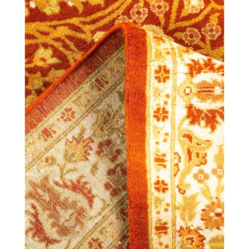 Overton Hand Knotted Wool Vintage Inspired Traditional Mogul Orange Area Rug - 3 x 5