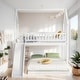 preview thumbnail 2 of 15, Twin over Full House Bunk Bed with Slide and Built-in Ladder, White