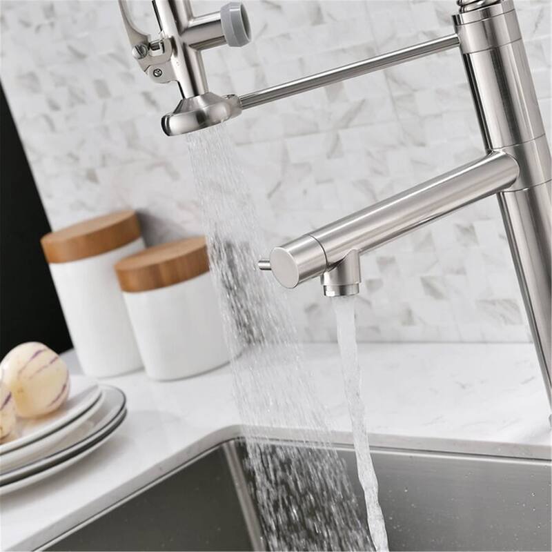 Commercial Pull Down Kitchen Sink Faucet Brushed Nickel Modern Single Handle Kitchen Faucets With Sprayer One Hole Basin Taps