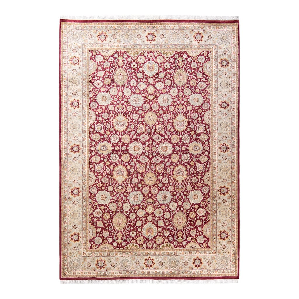 Overton Hand Knotted Wool Vintage Inspired Traditional Mogul Purple Area Rug - 6' 2" x 9' 1"