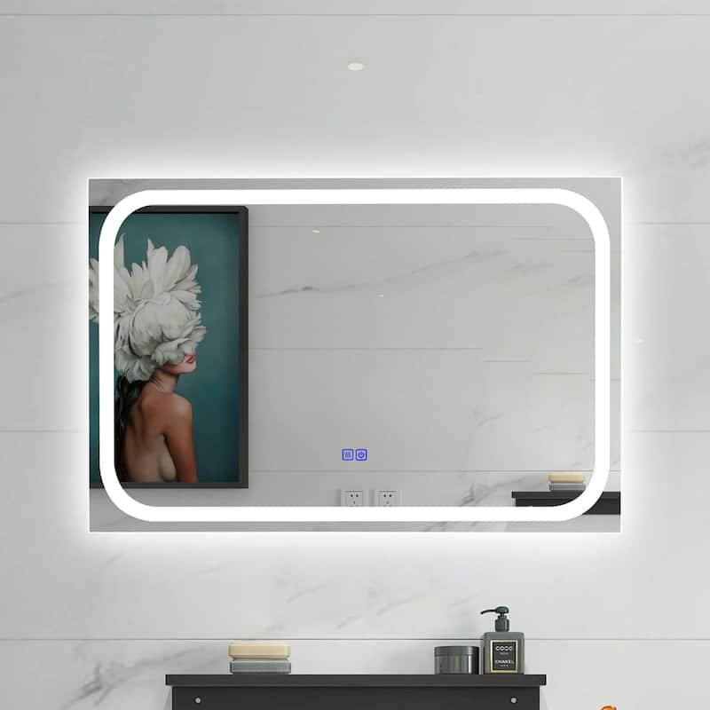 Frameless Wall Mounted LED Bathroom Mirror - Colorless