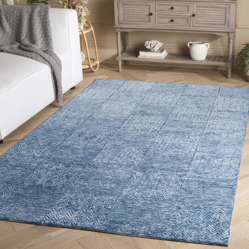 SAFAVIEH Handmade Soho Minori Wool & Viscose Rug - Dark Blue/Ivory - 5' x 8'