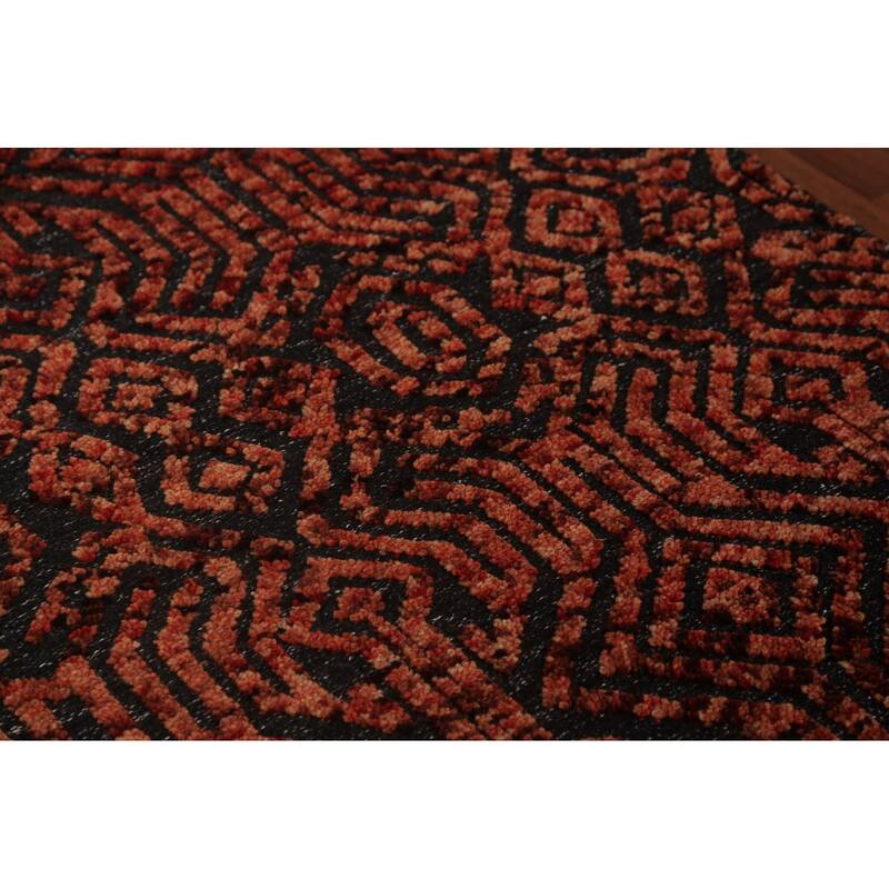 Modern Geometric Moroccan Oriental Area Rug Handmade Wool Carpet - 4'11" x 8'2"