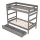 preview thumbnail 5 of 16, Twin over Twin Solid Wooden Frame Bunk Bed with 2 Drawers and Full-length Guardrail, Can Separated into Two Twin-size Beds