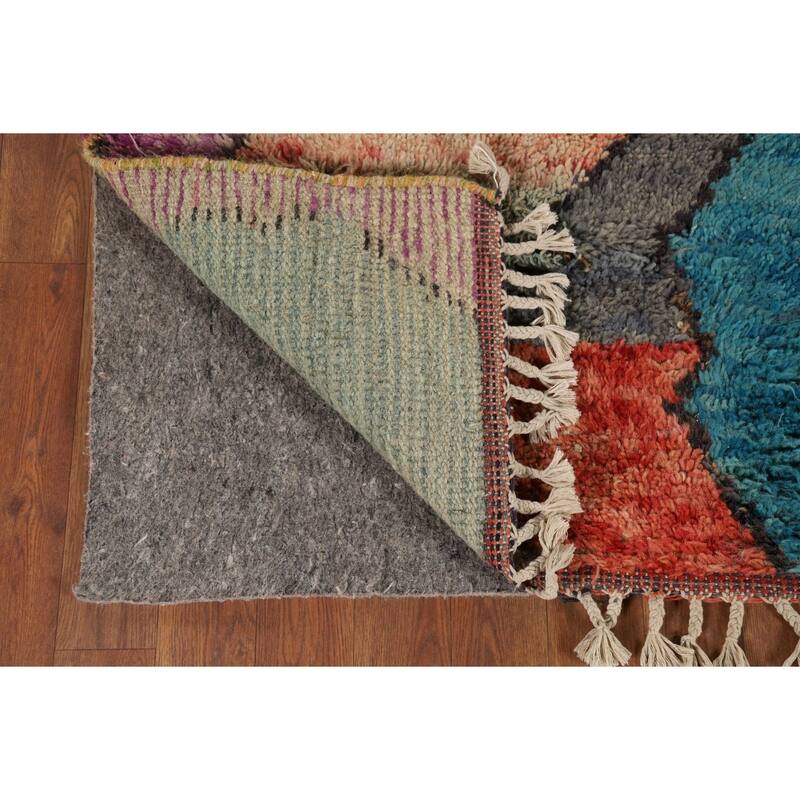 Plush Moroccan Abstract Area Rug Handmade Wool Carpet - 4'8" x 8'6"