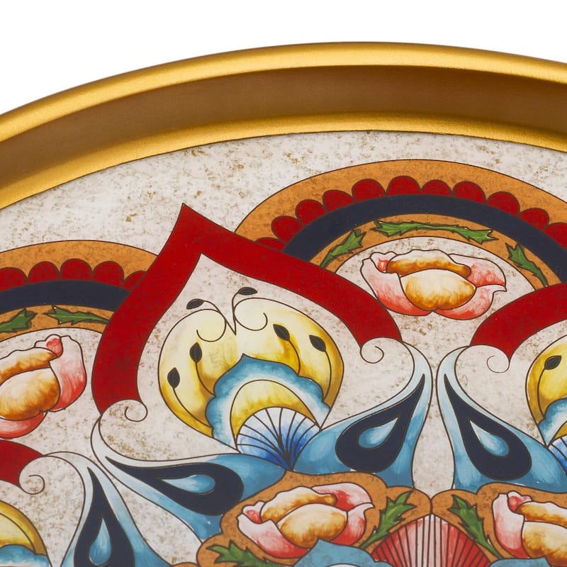 Novica Handmade Healing Mandala Reverse-Painted Glass Tray