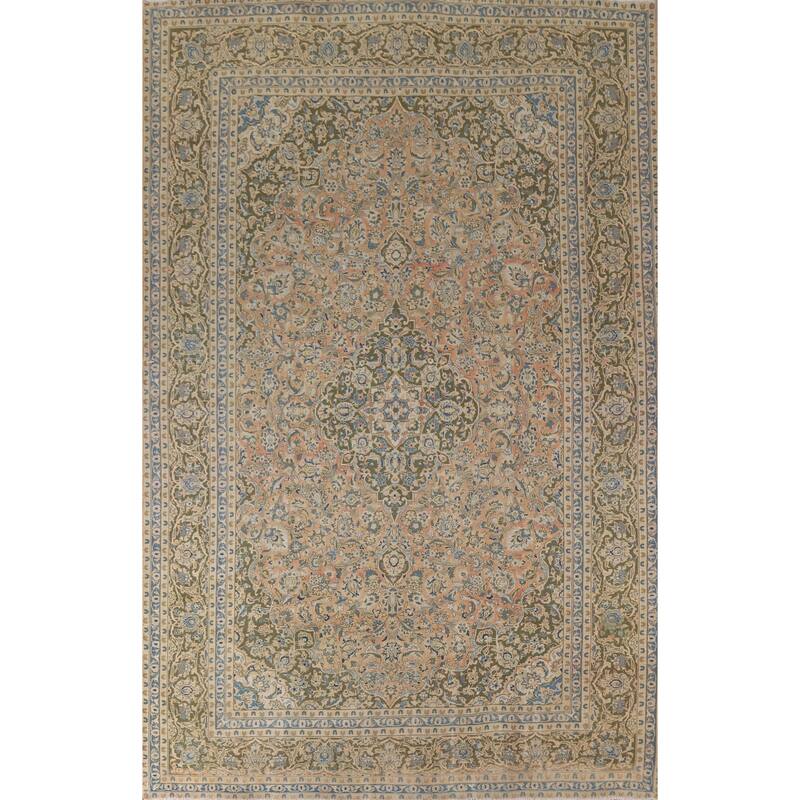 Hand Knotted Oriental 100% Wool Carpet Traditional Floral Oranges & Rust Mashad Area Rug - 13' 2'' X 9' 6''