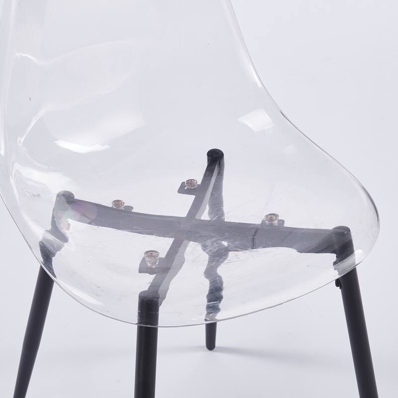 Transparent Shell Dining Chairs, Metal Legs Modern Design, Set of 4
