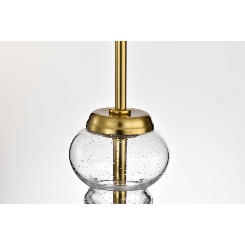 Tasio Brass Pendant Light with Clear Decanter Glass Shade
