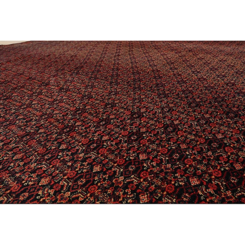 Hand Knotted Antique Black Persian Wool Traditional Oriental Area Rug - 10' x 13' 2''