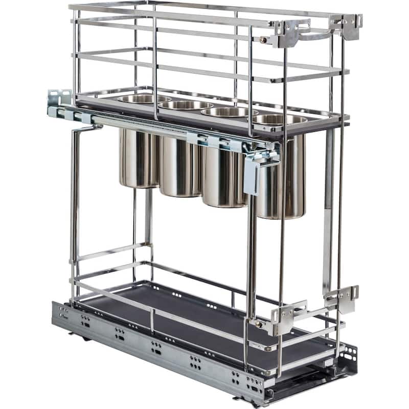 Hardware Resources UBPO Series 8 Inch Base Cabinet Utensil Bin Storage - Polished Chrome