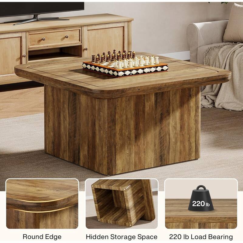 31.5 Inches Square Coffee Table, Center Cocktail Table for Living Room
