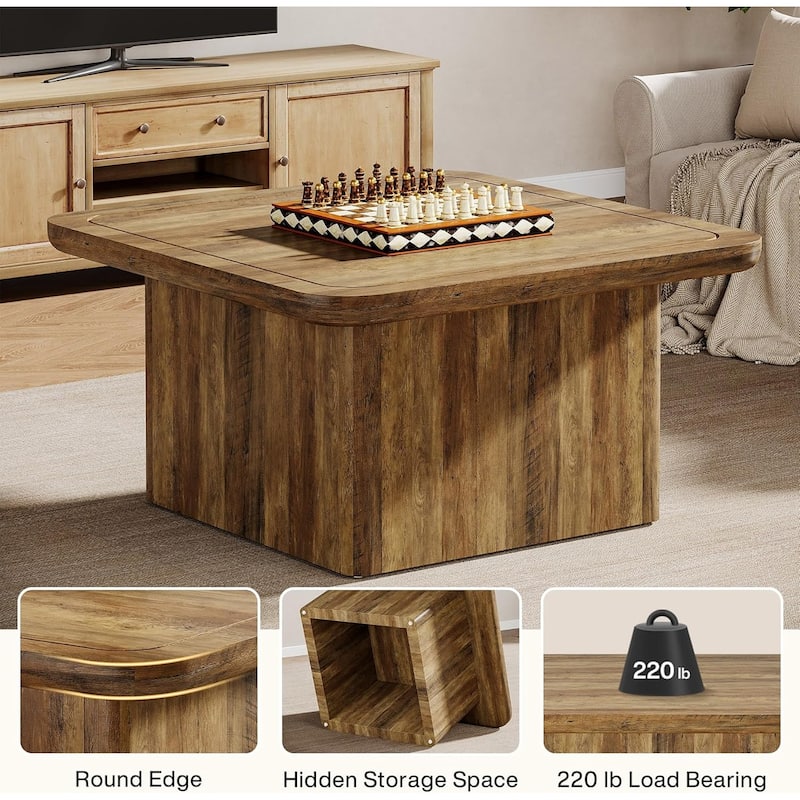 31.5 Inches Square Coffee Table, Farmhouse Center Cocktail Table