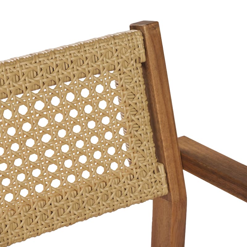 Christopher Knight Home - Modern Outdoor & Indoor Acacia Wood Dining Chairs Set with Wicker Backrest and Armrests