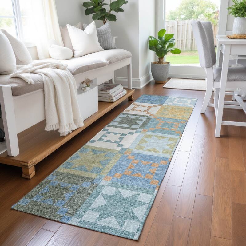Machine Washable Indoor/ Outdoor Modern Newton Chantille Rug