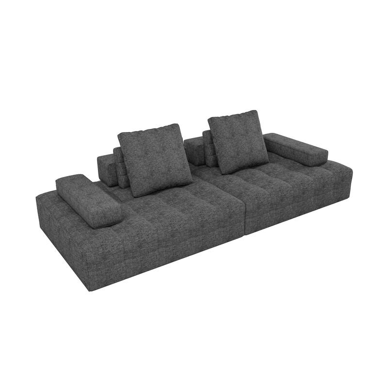 Extra Deep Seat Loveseat Sofa Modular Couch with 2pc Chaise Lounge