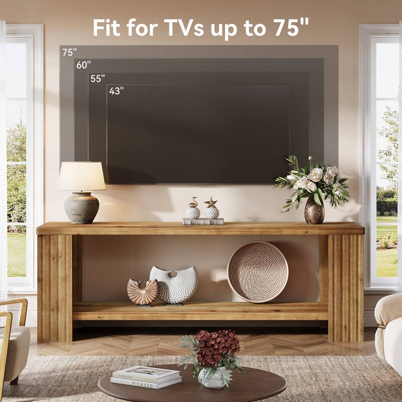 63" Solid Wood TV Stand for 55/60/65/75-Inch TVs