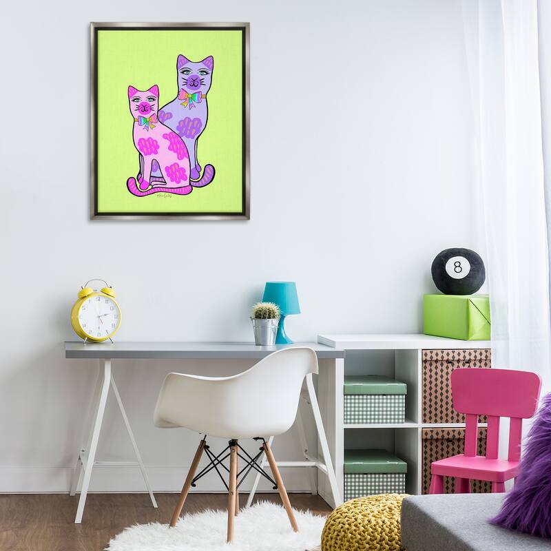 Stupell Funky Bright Cats Framed Floater Canvas Wall Art Design By Katie Conley