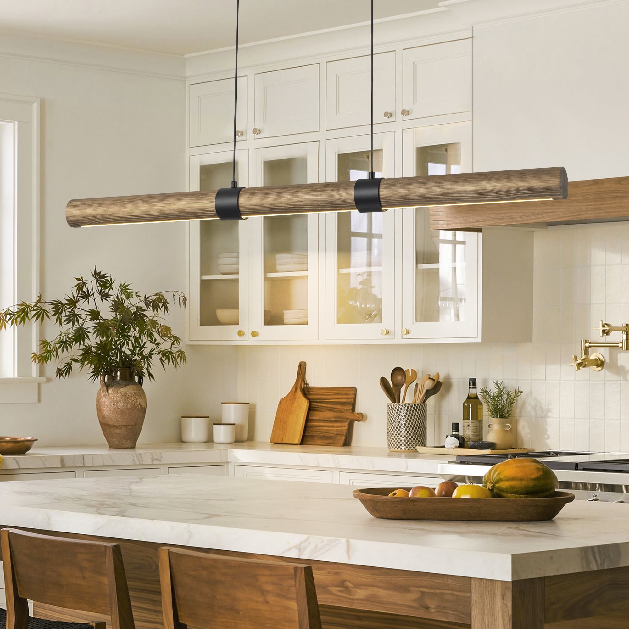 Linear wood led pendant discount