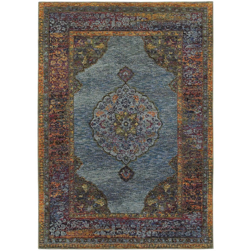 Style Haven Adaylnn Morris Persian Inspired Medallion Blue/Multi Area Rug