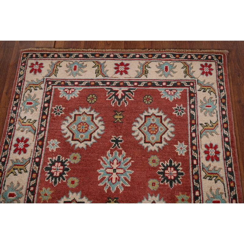 Kazak Accent Rug Handmade Traditional Orange Wool Carpet - 2'8" x 4'1"