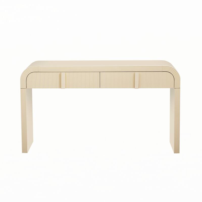 Modern Console Table with 2 Storage Drawers(Apricot Cream)