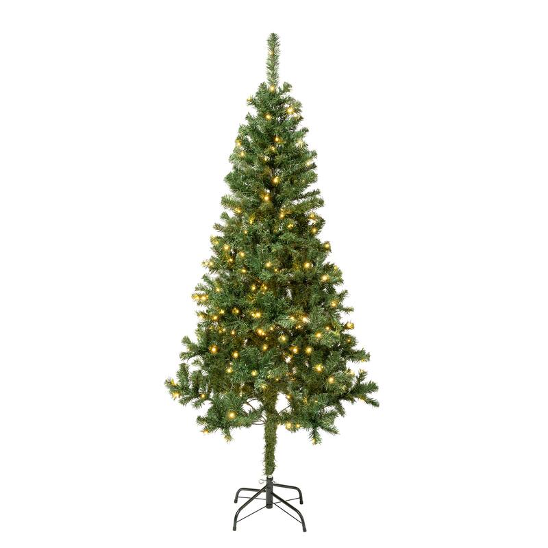 National Tree Company 6 ft. Pre-lit Artificial Linden Spruce Wrapped Tree 250 Warm White LED Lights- UL - 6 Foot