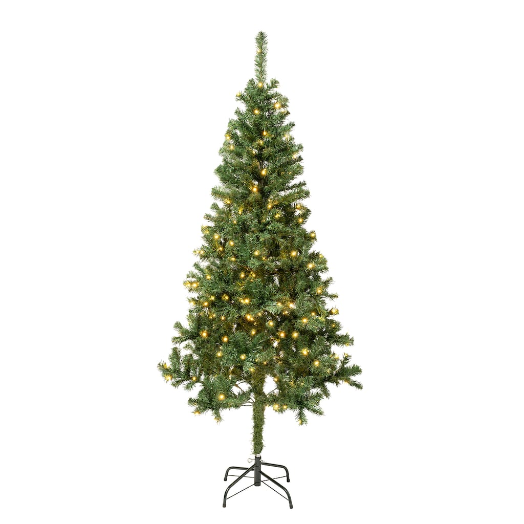 National Tree Company 6 ft. Pre-lit Artificial Linden Spruce Wrapped Tree 250 Warm White LED Lights- UL - 6 Foot