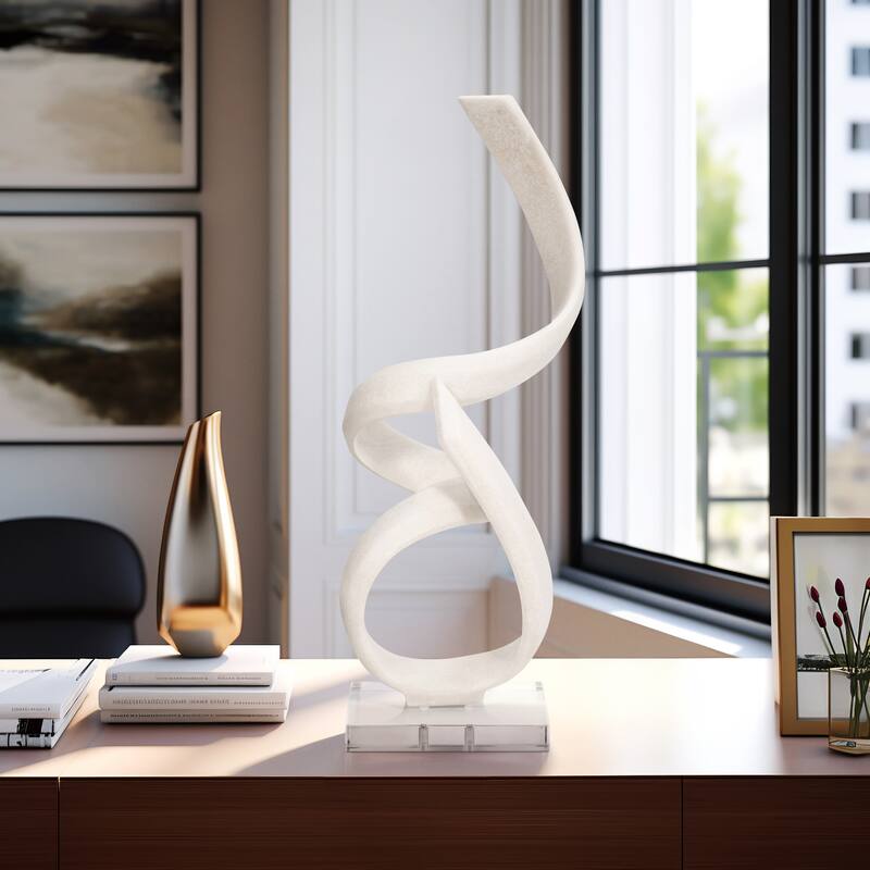 Sagebrook Home's 27" Kassani Oversized Quartz-effect Resin Statuary in White - Acrylic Decorative Object - 11" x 10" x 27" - White - 11" x 10" x 27"