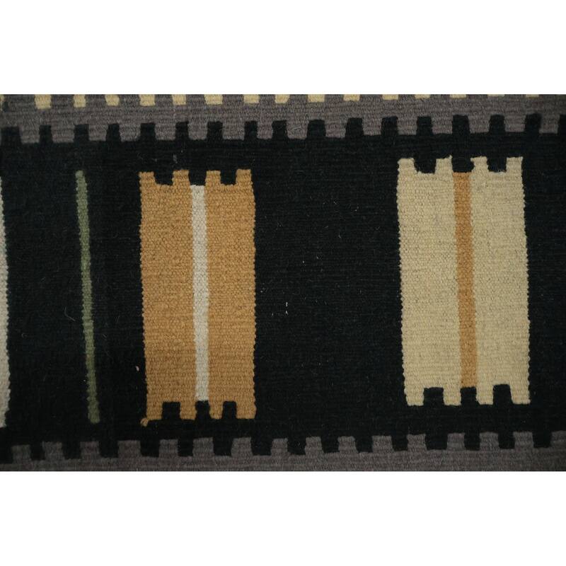 Hand Woven Oriental 100% Wool Carpet Southwestern Modern Greys & Charcoal Kilim Area Rug - 14' 10'' X 11' 5''