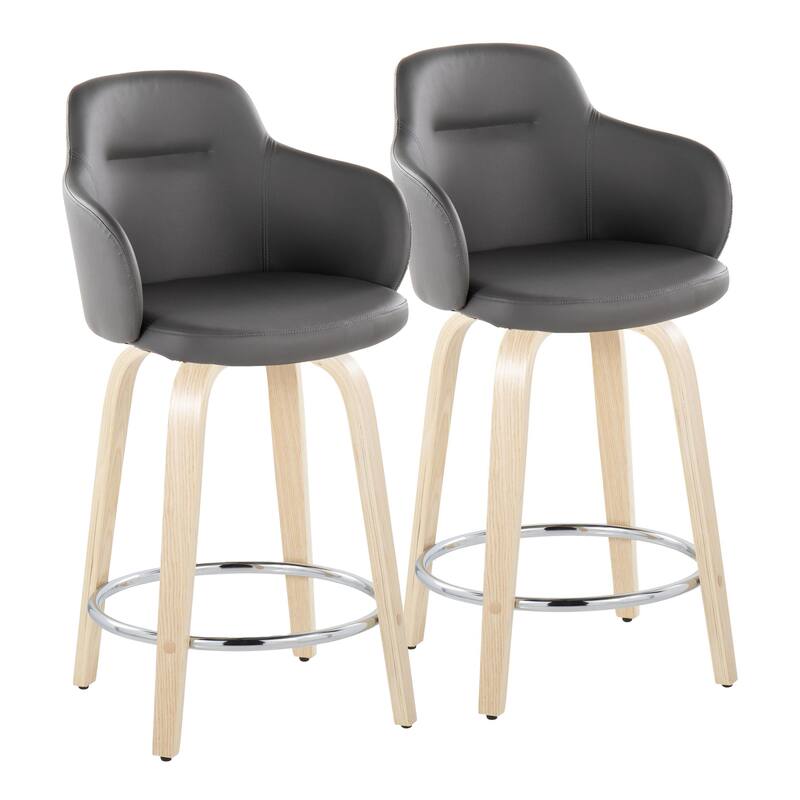Carson Carrington Iglabo 24" Fixed-Height Counter Stool with Bent Wood Legs and Round Footrest (Set of 2)