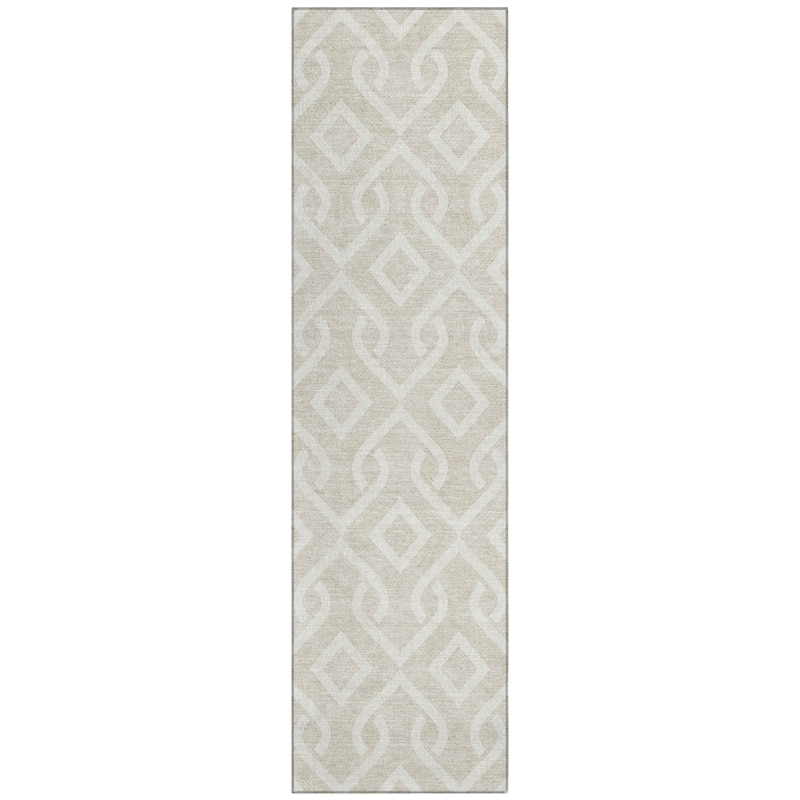 Machine Washable Indoor/ Outdoor Chantille Trellis Scroll Rug