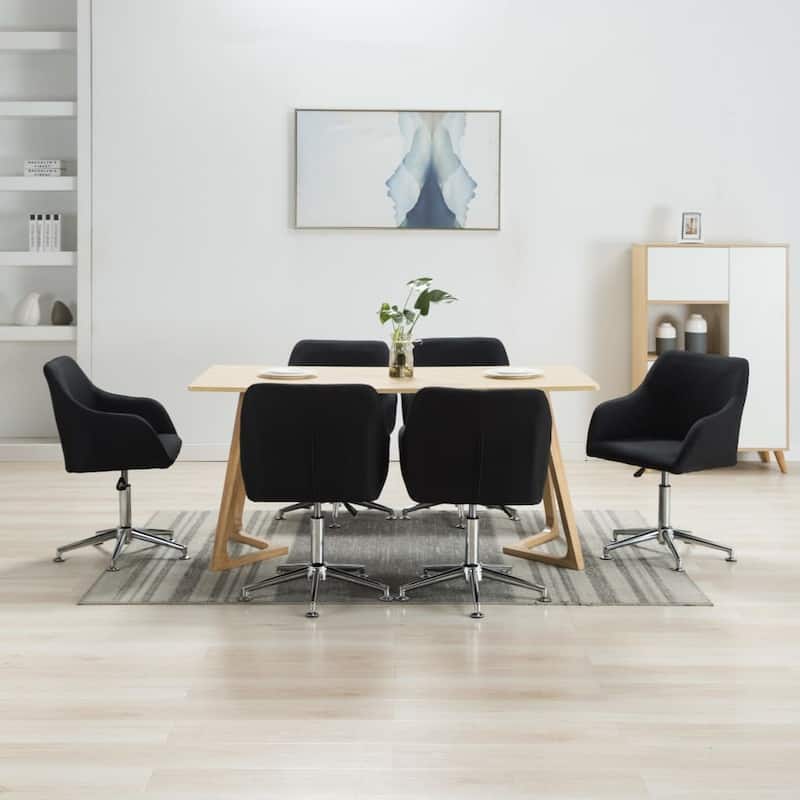 vidaXL Dining Chair 360 Degrees Swivel Accent Desk Chair with Arms Fabric - 21.7" x 20.9" x (30.7"-36.2")